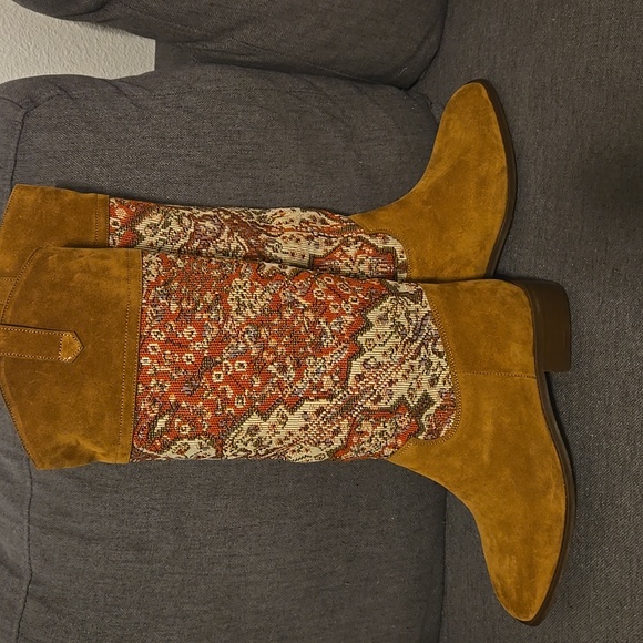 Sezane Gabrielle Tan and Red Low Boots - Picture 7 of 9